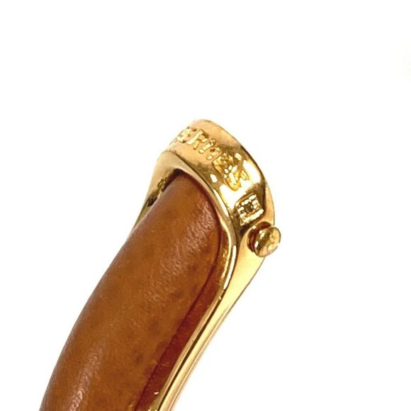 HERMES Accessory bracelet Bangle Metal / Leather Brown/GoldHardware - Picture 11 of 13